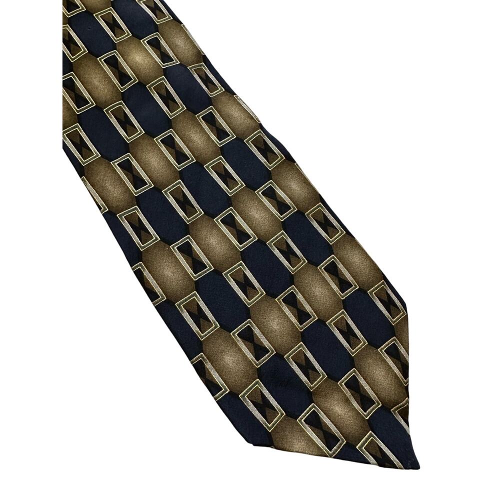 Vintage Facets Blue Olive Silk Necktie